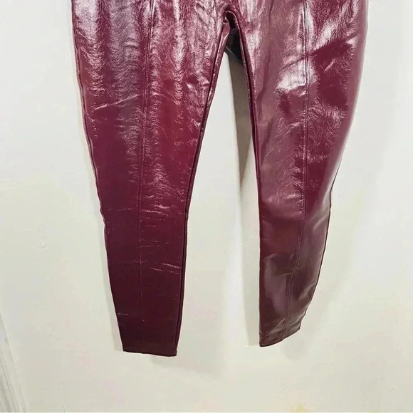 NEW PANX Faux Patent Leather Leggings Ruby Red Glossy Club 1X Bodycon - Picture 7 of 8